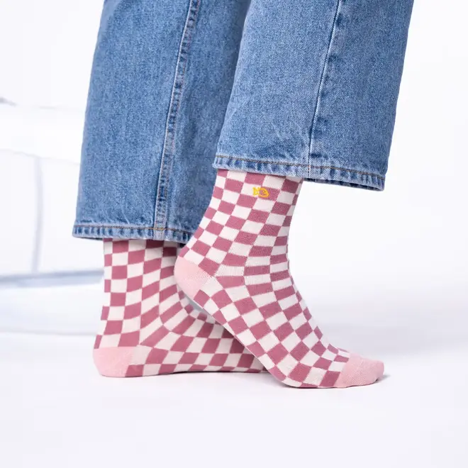 Billy check cotton blush socks