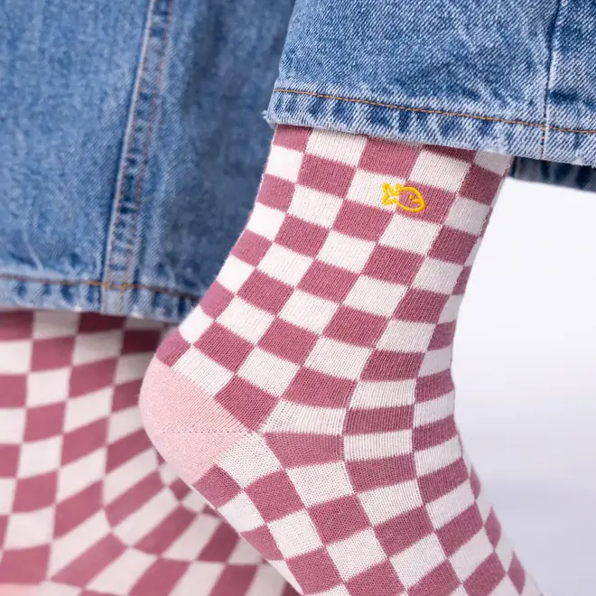 Billy check cotton blush socks