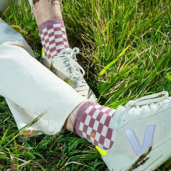 Billy check cotton blush socks