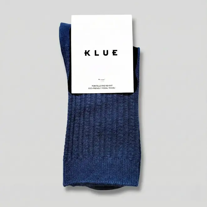 KLUE Pointelle fine rib socks marineblauw