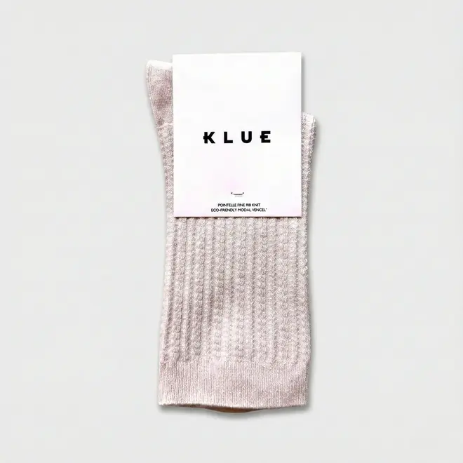 KLUE Pointelle fine rib socks beige