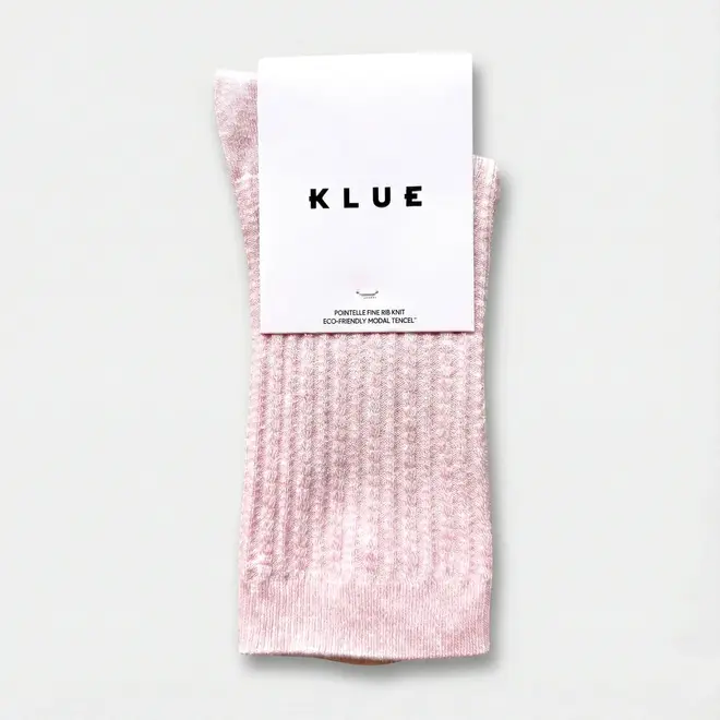 KLUE Pointelle fine rib socks soft pink
