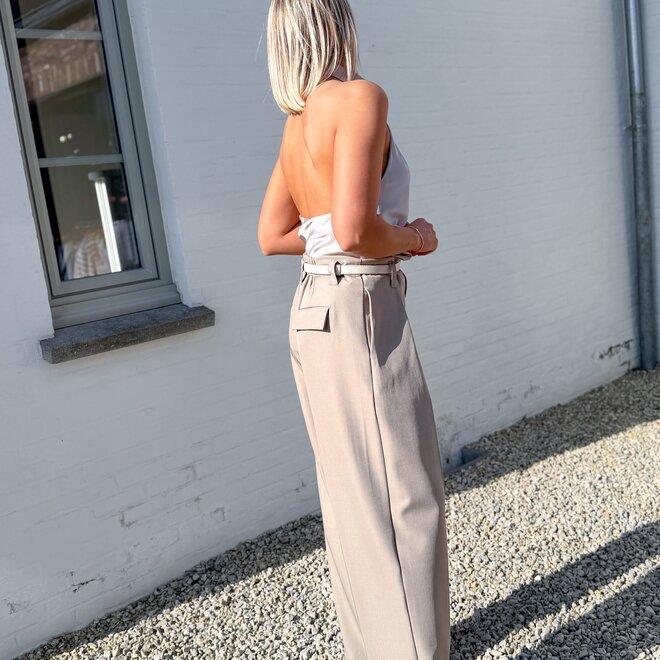 Asymmetric satin top taupe