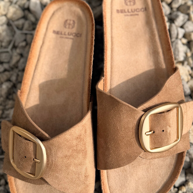 Suede sandal beige