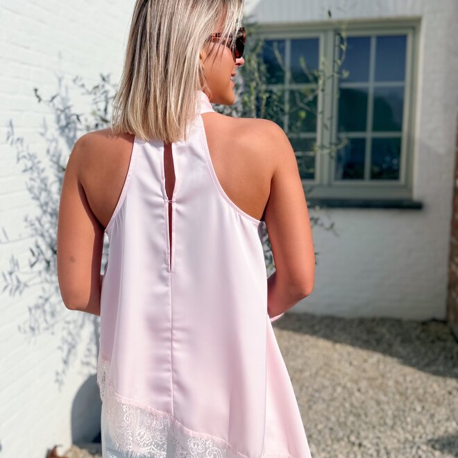 Halter satin lace pink