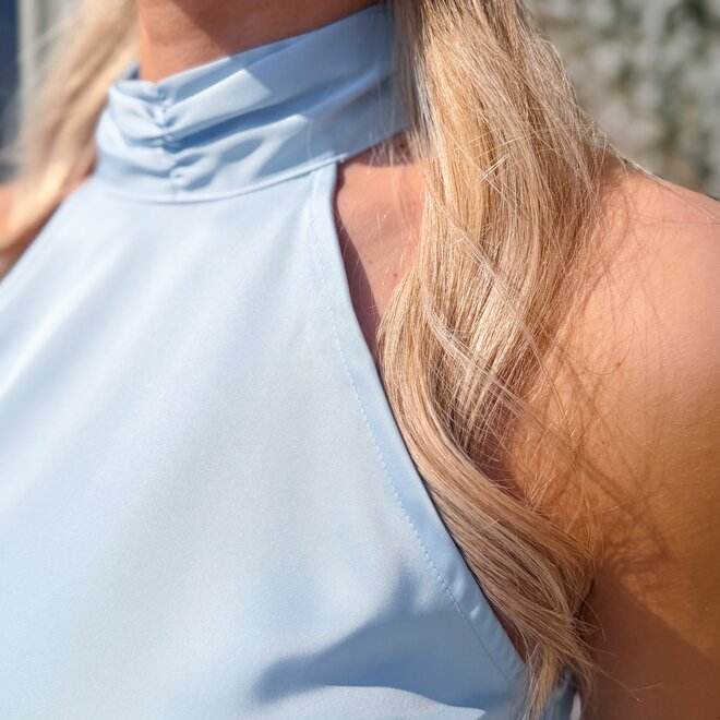 Halter satin lace blue