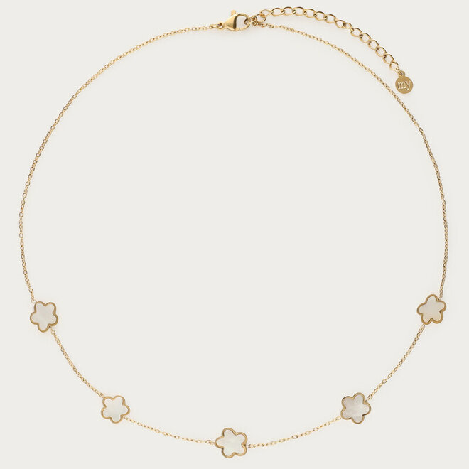 Minimalist necklace with mother-of-pearl flowers
