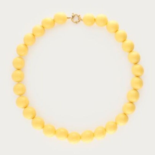 Gele ketting met grove kralen