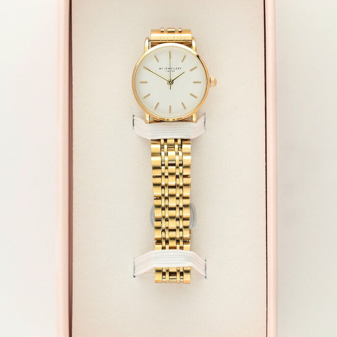 Round watch with a small white dial