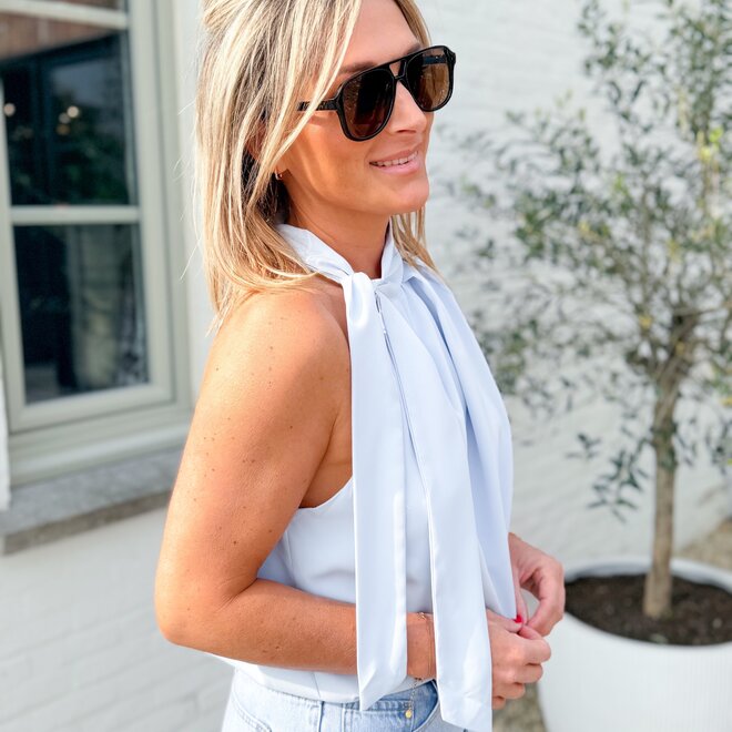 Halter tie top blue
