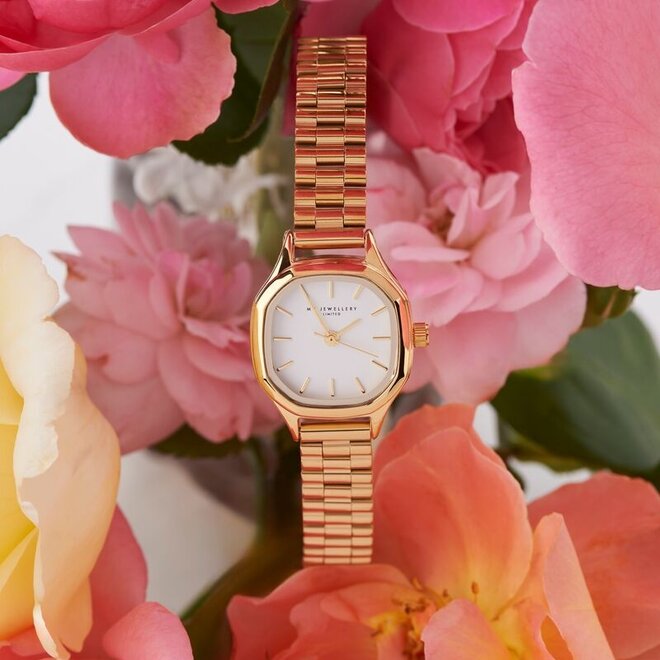 Vintage hexagon watch with a link bracelet