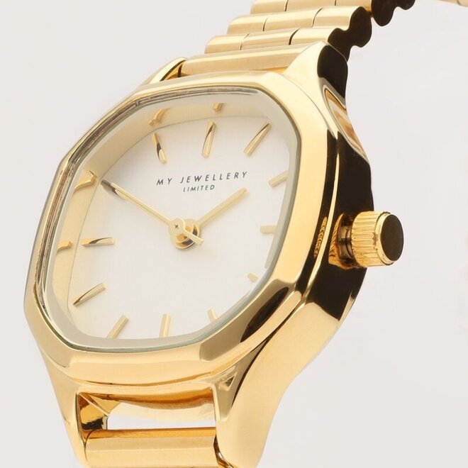 Vintage hexagon watch with a link bracelet