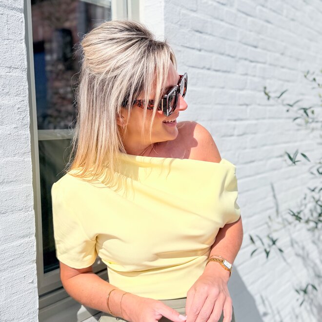 Aura off-shoulder top yellow