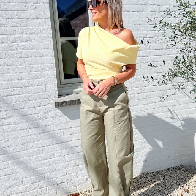 Aura off-shoulder top yellow