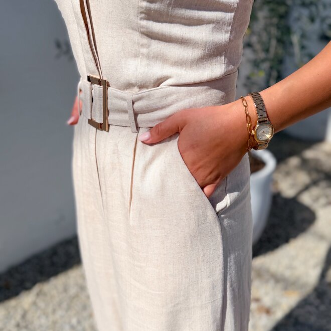 Elix belted jumpsuit beige