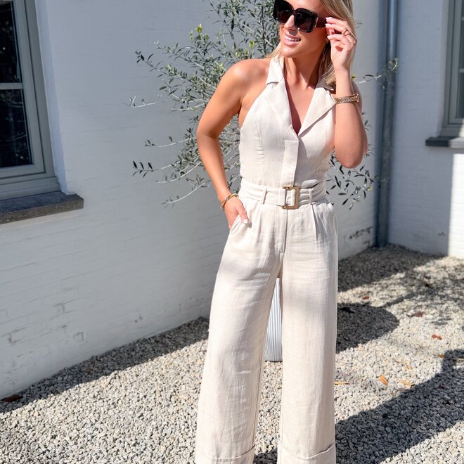 Elix belted jumpsuit beige