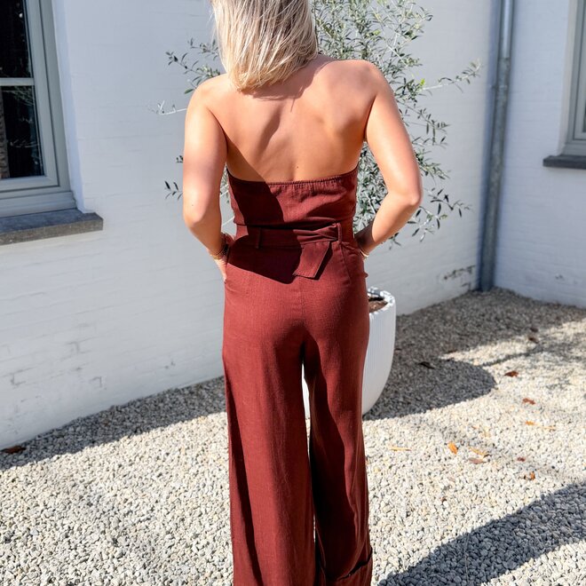 Elix belted jumpsuit brown