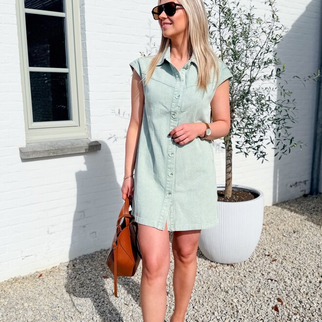 Green jean dress