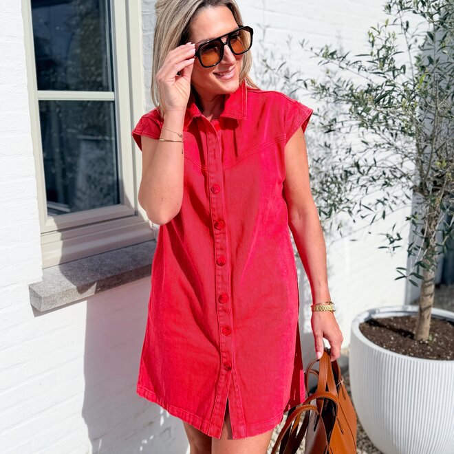 Red jean dress