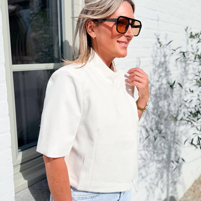 Oblique blazer white