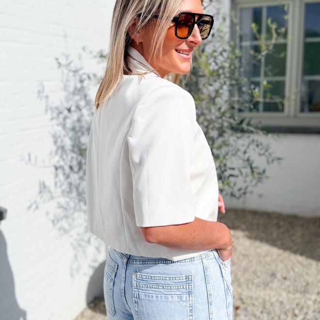 Oblique blazer white