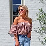Liara off-shoulder top stripe pink