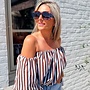 Liara off-shoulder top stripe blue