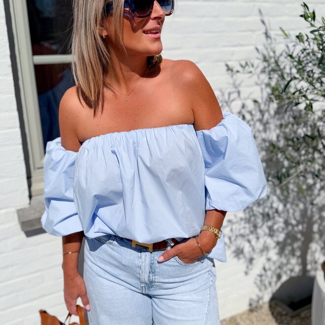 Liora off-shoulder top light blue