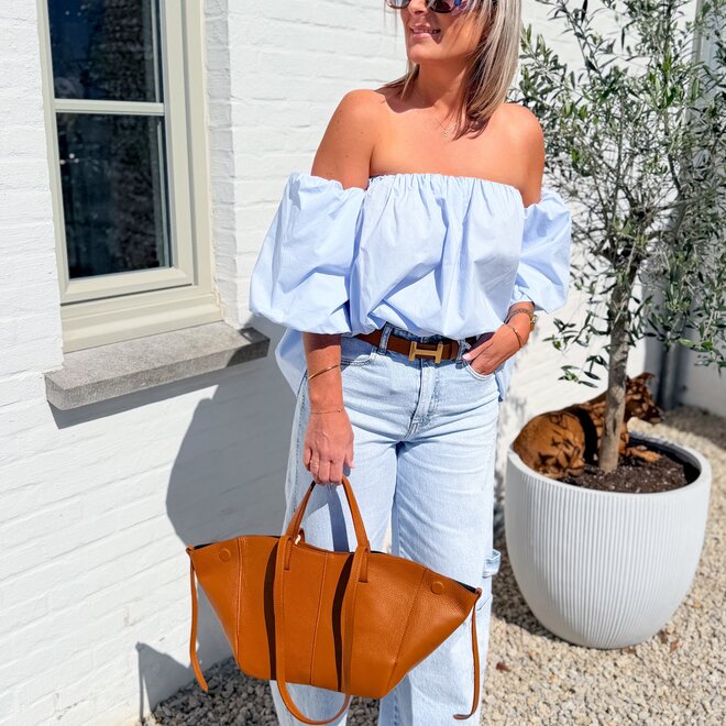 Liora off-shoulder top light blue
