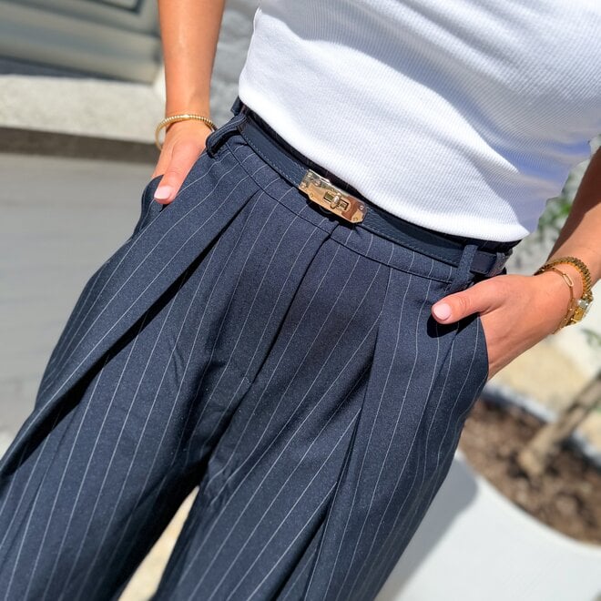 City stripe trouser navy