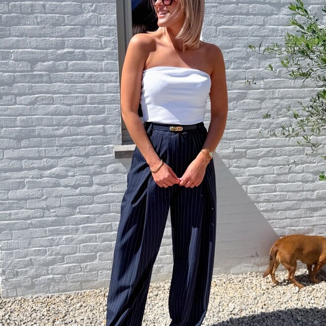 City stripe trouser navy