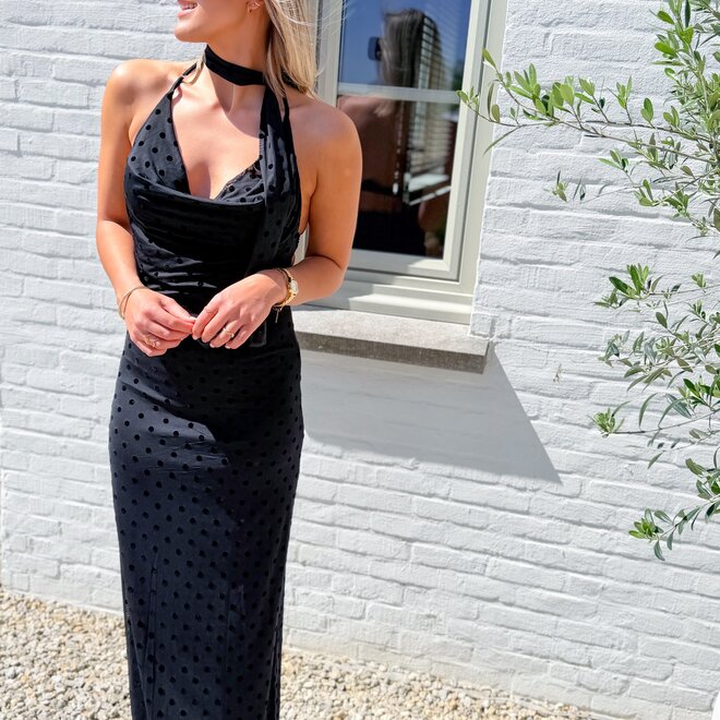 Halter open back dress black