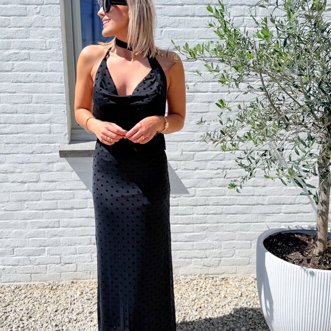 Halter open back dress black