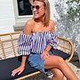 Liara off-shoulder top stripe blue pink