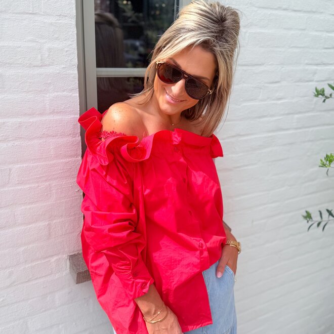 Bardot top red