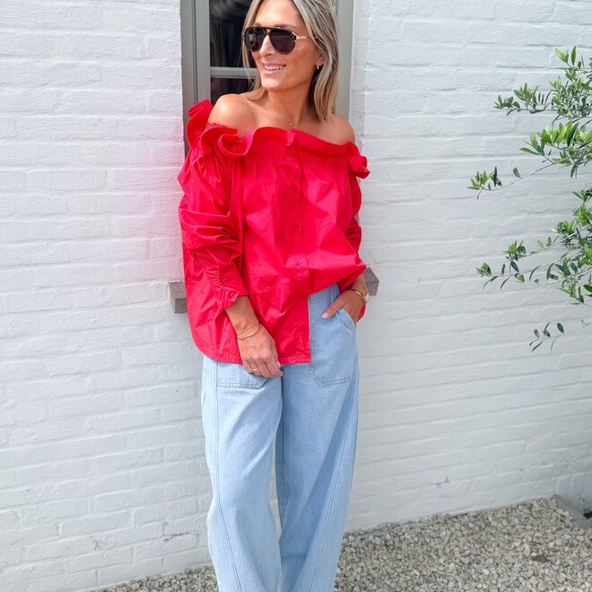 Bardot top red