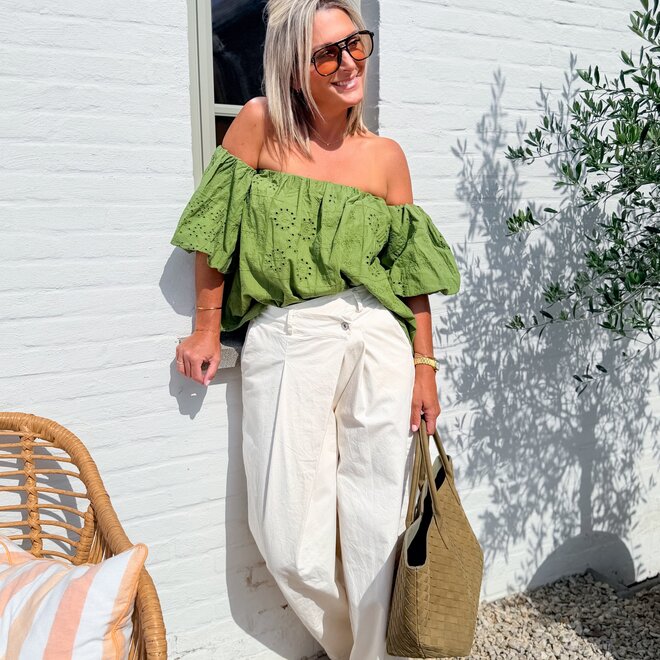 Asymétrique cotton trouser ecru
