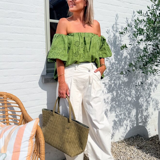 Asymétrique cotton trouser ecru