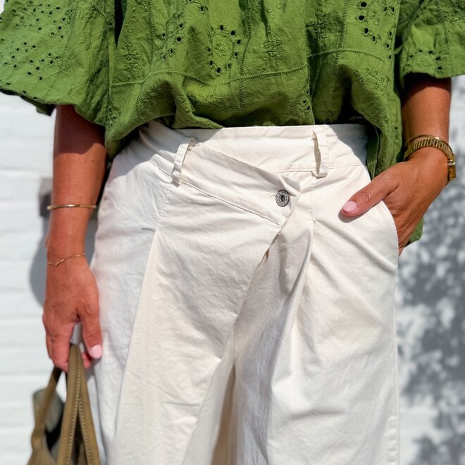 Asymétrique cotton trouser ecru