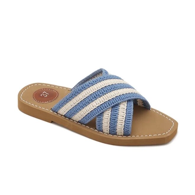 Amalfi Stripe Slippers Blue