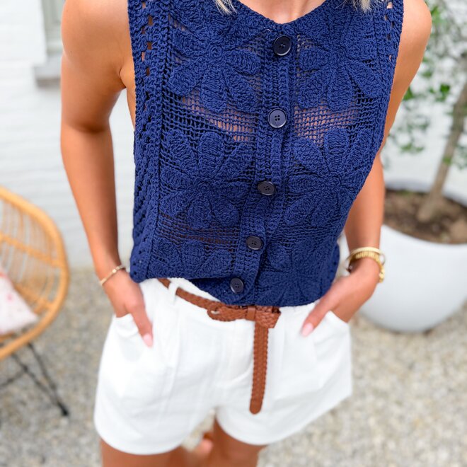 Deep blue crochet top