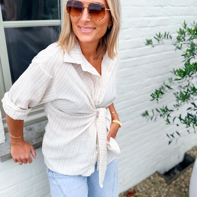 Tie it up blouse beige