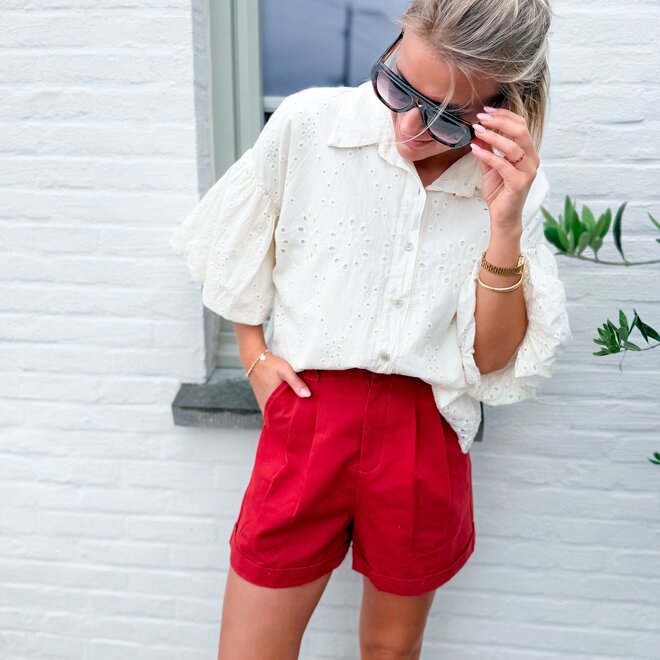 High waist summer short bordeaux