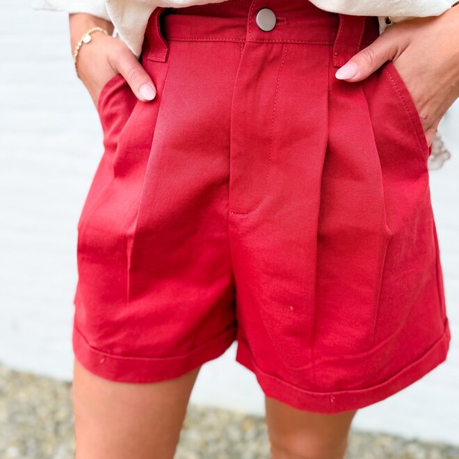 High waist summer short bordeaux
