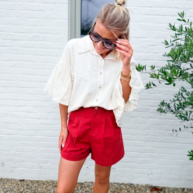 High waist summer short bordeaux