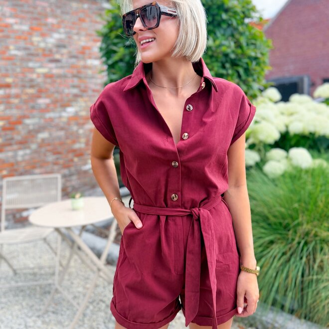 Button playsuit bordeaux
