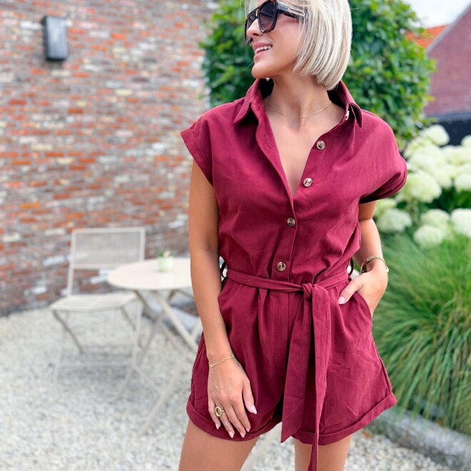 Button playsuit bordeaux