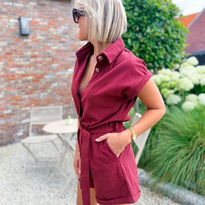 Button playsuit bordeaux