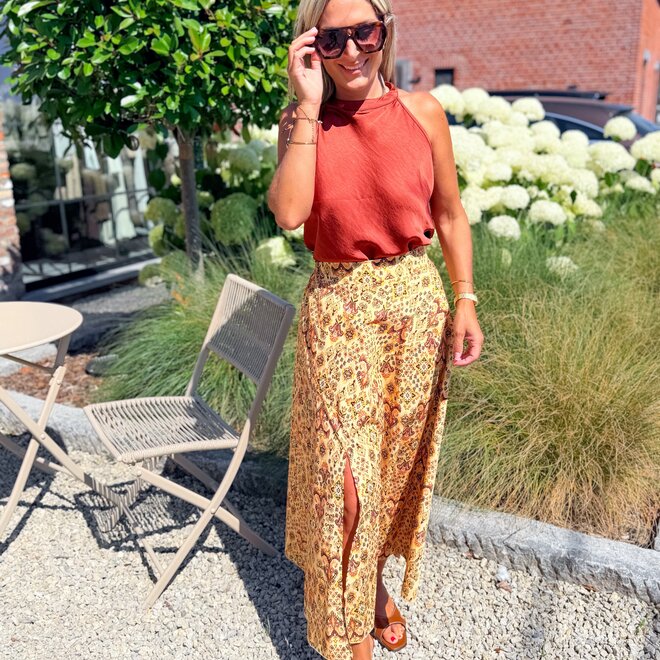 Soft silk top terracotta