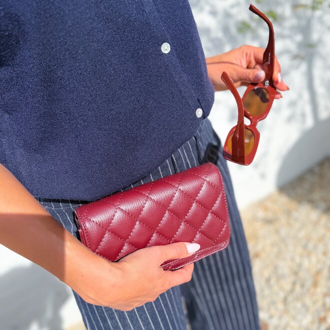 Burgundy quilted Clutch